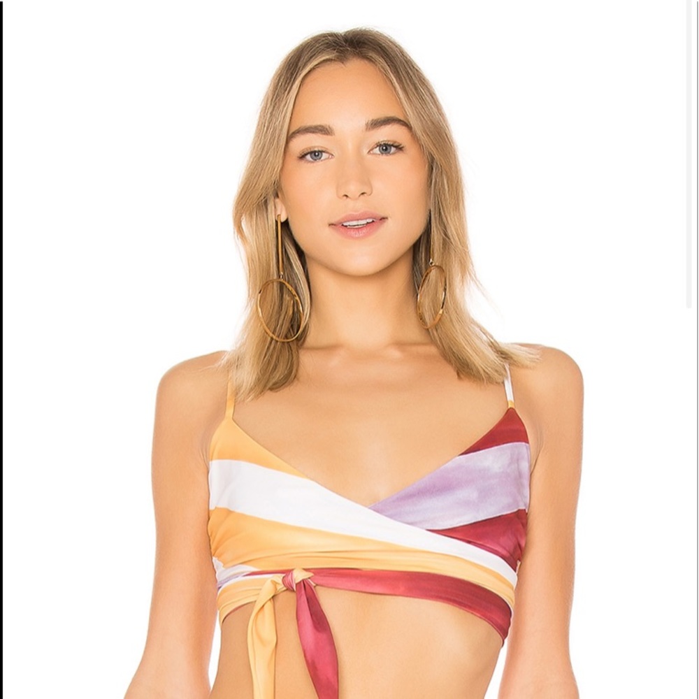 Mara Hoffman Mila Bikini Top in Ivory Multi***NWT